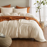 SE SOFTEXLY Muslin Duvet Cover King on bed with breathable year-round comfort.