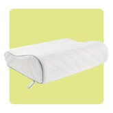 Sealy Dreamlife contour memory foam pillow close-up showing ergonomic neck support for all sleep positions.