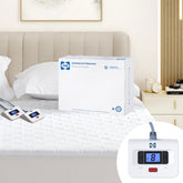 Sealy heated mattress pad queen size on bed, front view showing plush warmth
