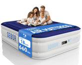 Sebor air mattress queen with built-in pump for quick guest setup.