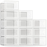 SEE SPRING 12-pack shoe storage box with clear front door for quick shoe selection.