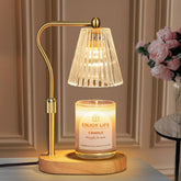 Seenlast candle warmer lamp top view glowing softly for cozy ambience.
