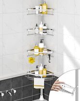 SEIRIONE rustproof shower corner caddy assembly shows easy installation and durable stainless construction.