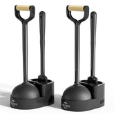 Sellemer toilet brush plunger set with compact holder for space-saving storage.