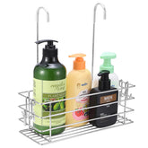 Seltomer shower caddy over door with swivel hook for damage-free mounting.