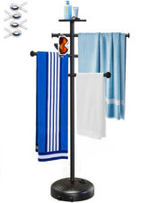 Semoprus pool towel rack with wheels for easy pool-area movement and drying