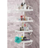 Sempicad shower caddy tension pole with four baskets for organized bathroom storage.