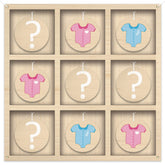 Senfaro gender reveal tic tac toe board backdrop with wood grain design for elegant decor