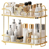 Seoneiro 2-tier corner organizer top view showing compact storage and sleek metal frame