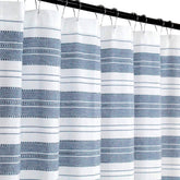 Serafina Home nautical stripe fabric shower curtain, blue and white, ideal for coastal bathroom decor