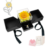 Sereney preserved sunflower necklace with You are my Sunshine engraving, a timeless gift idea.