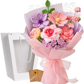 Serwalin crochet bouquet with pink roses close-up, lasting keepsake impression