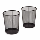 Seville Classics round mesh wastebasket with 12-inch opening for easy trash access.
