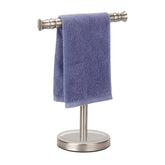 Sfemn hand towel holder stand full view in brushed nickel showing sleek design