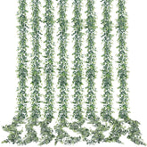 Sggvecsy artificial eucalyptus garland 8-pack ready for dense wedding backdrop.