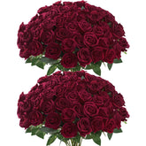 Sggvecsy burgundy artificial rose bouquet with velvet petals for elegant wedding decor