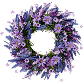 Sggvecsy lavender wreath on front door adds seasonal curb appeal.