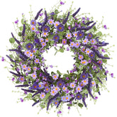 Sggvecsy Purple Daisy Wreath on the front door adds vibrant curb appeal