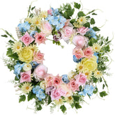 Sggvecsy 20 inch wreath close-up with colorful silk blooms for entryways