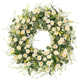 Sggvecsy White Daisy Wreath on front door adds spring curb appeal
