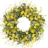 Sggvecsy Yellow Daisy Wreath on the front door adds welcoming spring charm