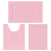 SHACOS pink bath rug 16x24, top view, quick absorbency for dry feet
