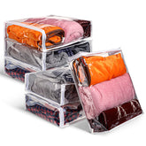 Shappy clear bedding storage bag for blankets keeps items visible and organized.