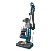 Shark Navigator Lift-Away teal with self-cleaning brushroll for efficient pet hair pickup.