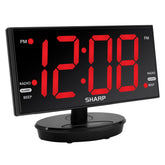 Sharp digital alarm clock with 8.9-inch LED display for easy bedside reading