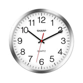Sharp wall clock front face in silver chrome offers easy readability from across the room