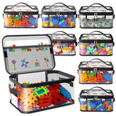 Shcsdr 8-pack toy storage bags with labels keep blocks and puzzles neatly organized.