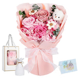 Shearly preserved flowers bouquet with bear, long-lasting beauty without watering.