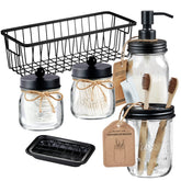 SheeChung toothbrush holder in black finish keeps bathroom counters tidy and organized