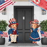 Shellwei 4th of July hanging sign with red, white, and blue accents for front door decor