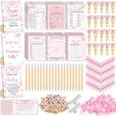 Sherr pink bow games cards set for playful baby shower entertainment