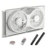 Shinic 9-Inch Twin Window Fan with remote control for easy cooling anywhere