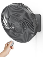 Shinebella wall-mount fan with remote delivers powerful 12-inch airflow for compact rooms.