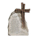 ShineOnAngel Lord's Prayer stone decor with bronze cross for elegant mantel display.
