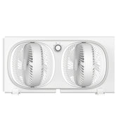 Shinic 3-speeds window fan front view delivering strong airflow.