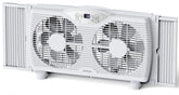 Shinic Twin Window Fan front view with 9 inch blades for adjustable airflow