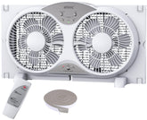Shinic window fan showing reversible airflow for fresh air intake and exhaust.