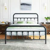 Shintenchi full-size bed frame with headboard and footboard, offering sturdy support and timeless style.