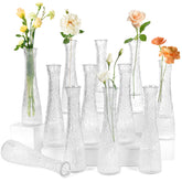 SHOHAYTO Glass Bud Vase with clear ribbed texture for chic centerpieces