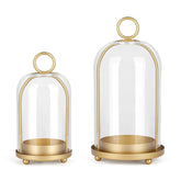 SHOHAYTO versatile metal candle holder with glass dome for elegant tabletop display.