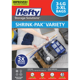 Shrink-Pak Hefty vacuum bags for under-bed storage save space and protect clothes