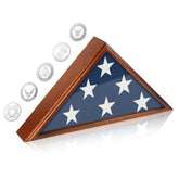 SHTALHST flag display case front view highlights solid wood craftsmanship.
