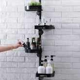 Shuang Qing 4-tier corner shower caddy with rustproof shelves for organized, space-saving storage.