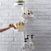 Shuang Qing 4-Tier Corner Shower Caddy fully assembled for easy bath organization.