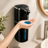Sigerio automatic liquid soap dispenser showing 9-level dosing for hands and dishes