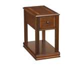 Signature Design by Ashley Breegin end table in rich brown wood beside a sofa